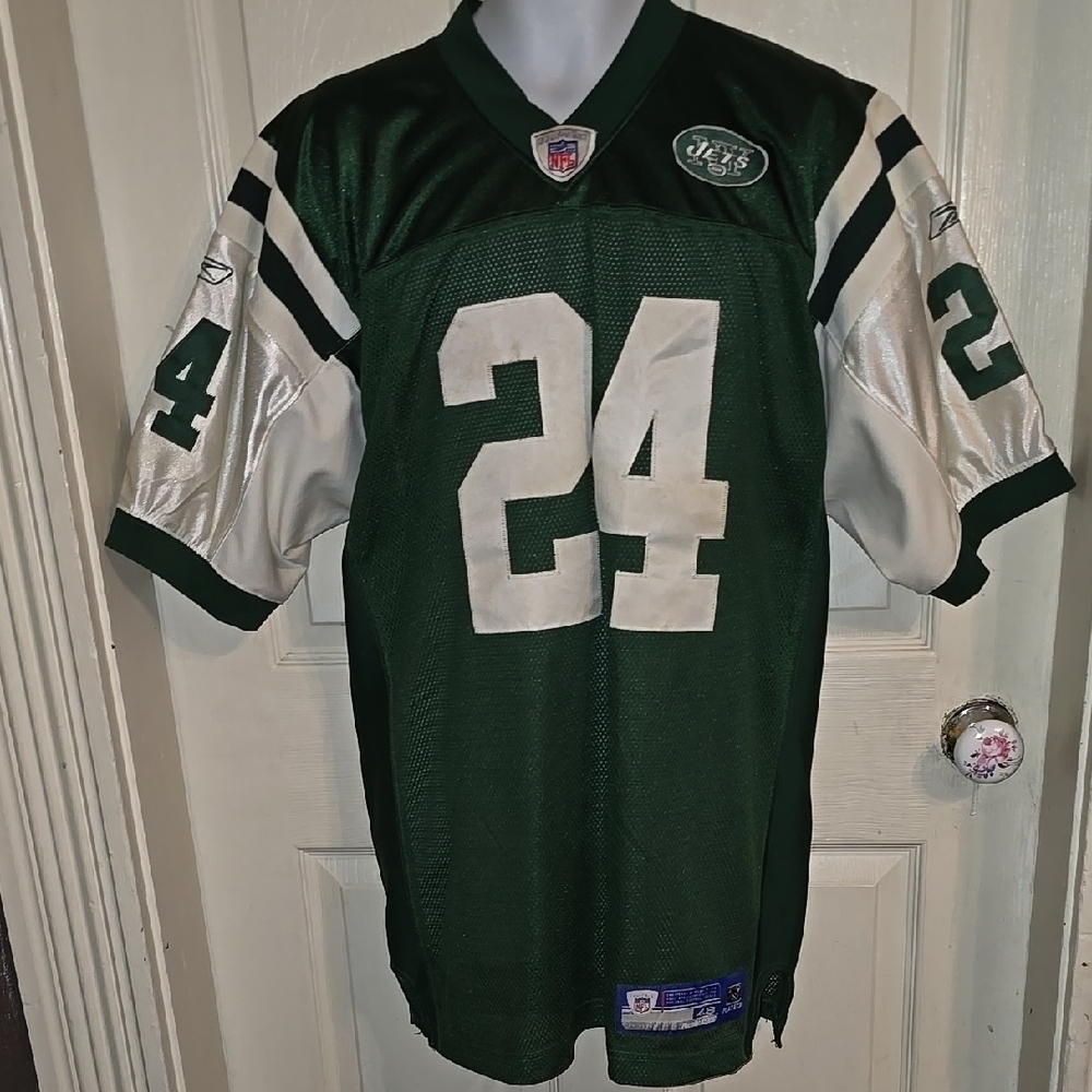 Reebok New York Jets Sewn Football Jersey #24 Darrelle Revis Adult Size 48 HOF